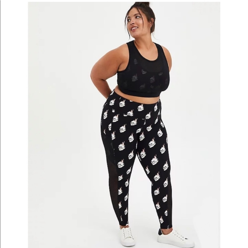 Torrid WICKING ACTIVE LEGGING - FLAMING SKULL BLACK